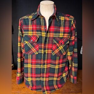 Vintage 1970s Red Green Plaid Flannel Shirt Men’s